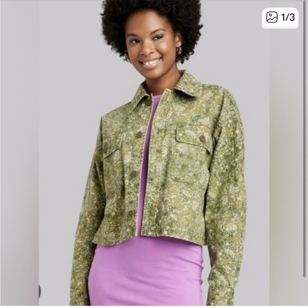 NWT Wild Fable Oversized Green Floral Women's Jacket